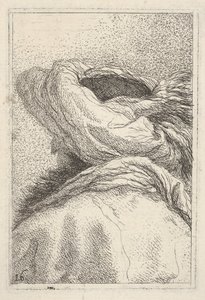 Man i turban, avbildad i bystlängd bakifrån i trekvartsvy, fr..., ca. 1770. av Giovanni Battista Tiepolo