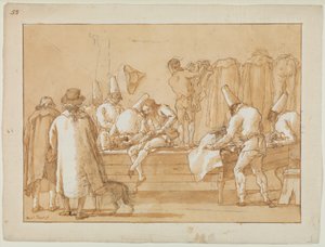 Punchinello som skräddarassistent, ca 1800 av Giovanni Battista Tiepolo