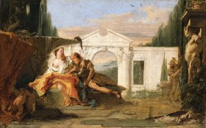 Rinaldo och Armida i Armidas förtrollade trädgård, avlyssnade av Carlo och Ubaldo av Giovanni Battista Tiepolo