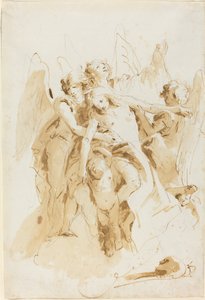 Sankta Maria Magdalena lyfts av änglar av Giovanni Battista Tiepolo