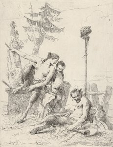 Satyr Family Pan och hans familj, från Scherzi, ca. 1743-50. av Giovanni Battista Tiepolo