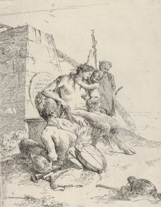 Satyrfamilie mit dem Obelisken, aus den Scherzi von Giovanni Battista Tiepolo