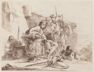 Sittande ungdom lutad mot en urna av Giovanni Battista Tiepolo