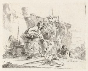 Sittande ungdom lutad mot en urna, från Vari capricci (Various Capriccios) av Giovanni Battista Tiepolo