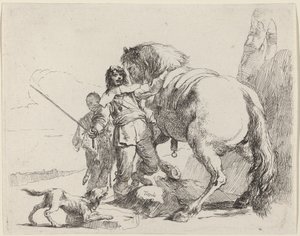 Soldat med häst och skötare av Giovanni Battista Tiepolo