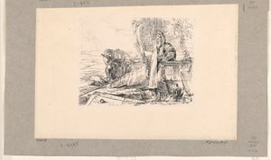 Stående magus, sittande soldat och en man, från Vari Capricci av Giovanni Battista Tiepolo