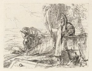 Stående filosof och två andra figurer, från Vari capricci (Various Capriccios) av Giovanni-Battista Tiepolo
