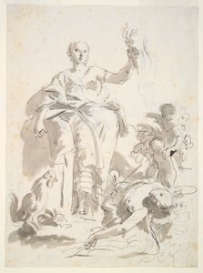 Studera för fresco Industry Triumphing over Idleness, på Villa Lochi al Biron av Giovanni-Battista Tiepolo