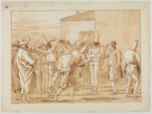 Punchinellos prygel, c.1800 av Giovanni Battista Tiepolo