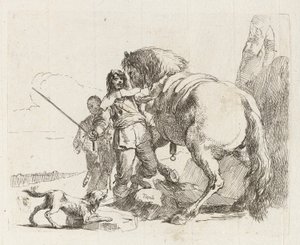 Ryttaren som står vid sin häst, från Vari capricci (Various Capriccios) av Giovanni Battista Tiepolo