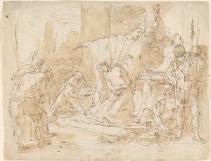 The Sacrifice of Iphigenia (recto) / Studie av en manlig naken (verso) av Giovanni Battista Tiepolo