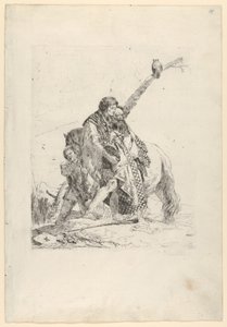 Tre män som står bredvid en häst, från Scherzi, ca. 1740. av Giovanni Battista Tiepolo