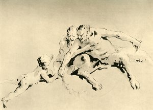 Två fauner och en cupid, mitten av 1700-talet, 1928 av Giovanni Battista Tiepolo