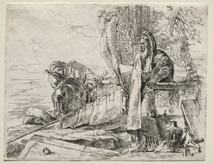 Olika Caprices: Filosofen som håller en bok. av Giovanni Battista Tiepolo