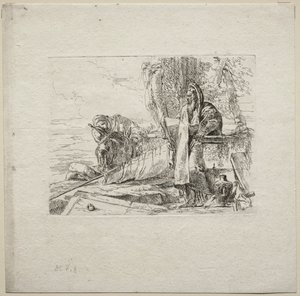 Olika Caprices: Filosofen som står med bok av Giovanni-Battista Tiepolo
