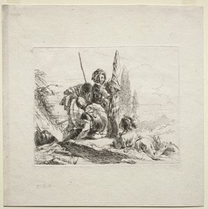 Olika Caprices: The Three Soldiers and the Boy, 1785. av Giovanni Battista Tiepolo
