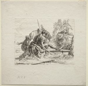 Olika Caprices: De två soldaterna och de två kvinnorna, 1785. av Giovanni Battista Tiepolo