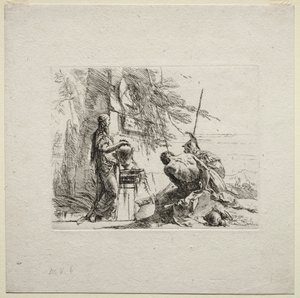 Olika Caprices: Kvinnan som står med händerna på en vas, 1785. av Giovanni Battista Tiepolo