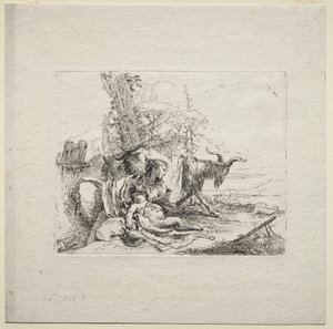 Olika Caprices: Kvinnan med tamburin av Giovanni-Battista Tiepolo