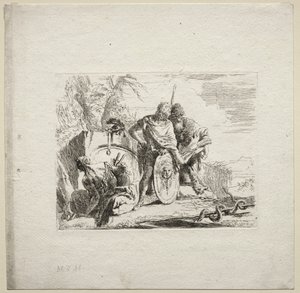 Olika Caprices: The Young Soldier and the Astrologer, 1785. av Giovanni Battista Tiepolo