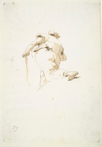 Vandrande mansfigur sedd snett underifrån av Giovanni Battista Tiepolo
