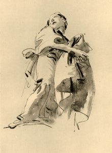 Kvinna som böjer sig åt höger men tittar upp, mitten av 1700-talet, 1928 av Giovanni Battista Tiepolo