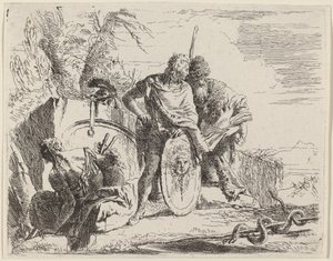 Ung soldat med filosof och sittande kvinna av Giovanni Battista Tiepolo