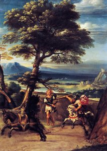 Landskap med Absalom sårad av Joabs spjut av Giovanni Battista Viola (1576-1622), olja på koppar, 45x34 cm av Giovanni Battista Viola
