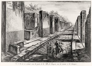 Utsikt över gatan till porten till staden Pompeji, från Antiquites de Pompeia av G.B. Piranesi, graverad av Francesco Piranesi (1758-1810) 1804 av Giovanni Battista Piranesi