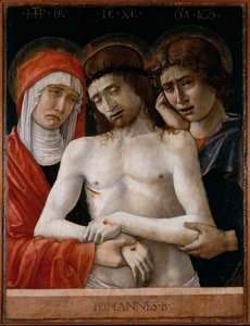 Pietà med Madonna och Johannes Evangelisten av Giovanni Bellini