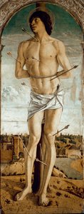 Polyptyk av Saint Vincent Ferrier: Saint Sebastian (Polyptyk av Saint Vincent Ferrer: Saint Sebastian) Målning av Giovanni Bellini dit il Giambellino (ca 1432-1516) 1464-1468 Dim 167x67 cm Venedigkyrkan Santi Giovanni e Paolo av Giovanni Bellini