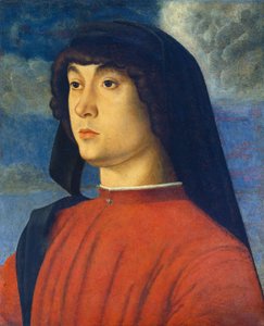 Porträtt av en ung man i rött av Giovanni Bellini