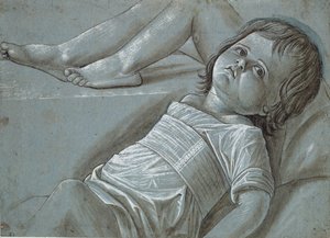 Studie för en liggande figur av spädbarnet Kristus, sent 1400-tal. av Giovanni Bellini