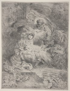 Födelse med Gud Fadern, den helige Andes duva och änglar, ca 1645 (etsning) av Giovanni Benedetto Castiglione