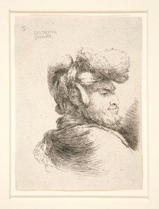 A Man in Profile, vänd till höger, från serien Les petites tetes d av Giovanni Benedetto Castiglione