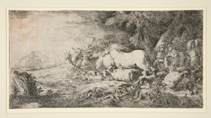 Djur som kommer in i Noah av Giovanni Benedetto Castiglione