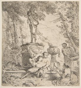 Bacchanal inför ett altare för gudarna, ca. 1645. av Giovanni Benedetto Castiglione