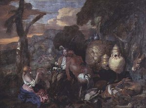 Bacchantes och en Satyr av Giovanni Benedetto Castiglione