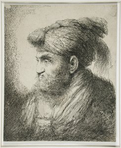 Skäggig man som bär en turban, 1647-51 av Giovanni Benedetto Castiglione