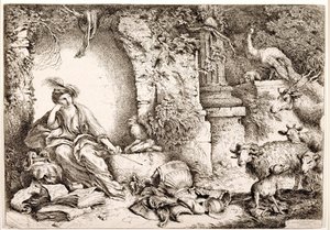 Circe förvandlar Ulysses män till odjur av Giovanni Benedetto Castiglione