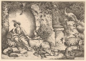 Circe förändrade Ulysses följeslagare till odjur, 1650-1651. av Giovanni Benedetto Castiglione