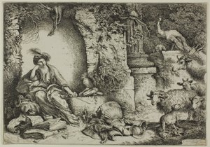 Circe med följeslagare av Ulysses förvandlades till djur av Giovanni Benedetto Castiglione