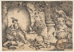 Circe med Ulysses följeslagare förvandlades till djur, 1650-51.
