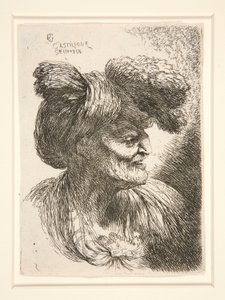 Figur mot höger, från serien Small Studies of Heads av Giovanni Benedetto Castiglione