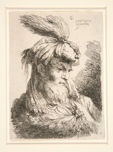 Figur mot höger, från serien Small Studies of Heads av Giovanni Benedetto Castiglione
