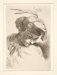 Figur med huvudet lutat mot axeln, från serien Small Studies of Heads av Giovanni Benedetto Castiglione