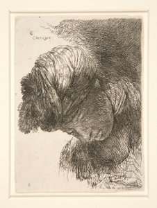Figur med sänkt huvud, från serien Small Studies of Heads av Giovanni Benedetto Castiglione