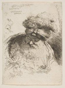 Huvud av en gammal skäggig man med turban, från serien Small Heads in Orie..., ca. 1645-1650. av Giovanni Benedetto Castiglione