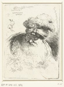 Huvudet på en gammal man med hatt Liten studie av huvuden med orientaliska huvudbonader (serietitel) av Giovanni Benedetto Castiglione