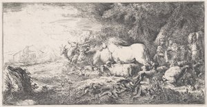 Noa och djuren som går in i arken, ca. 1650-55. av Giovanni Benedetto Castiglione